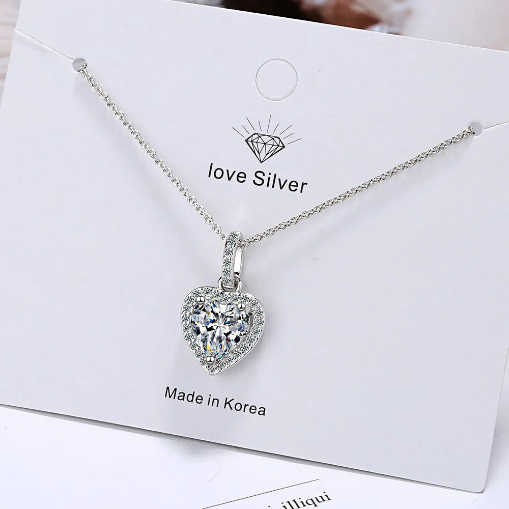 Heart Pendant Necklace in Silver for Women