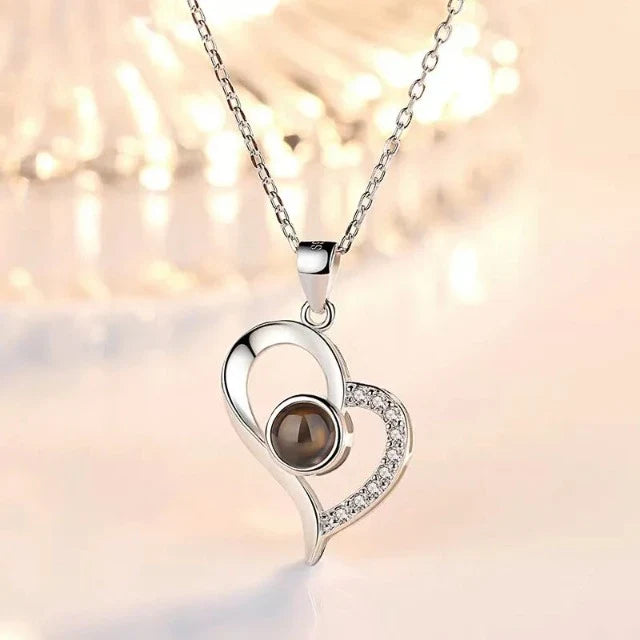 Heart Pendant Necklace "I Love You" with Silver Gift Box