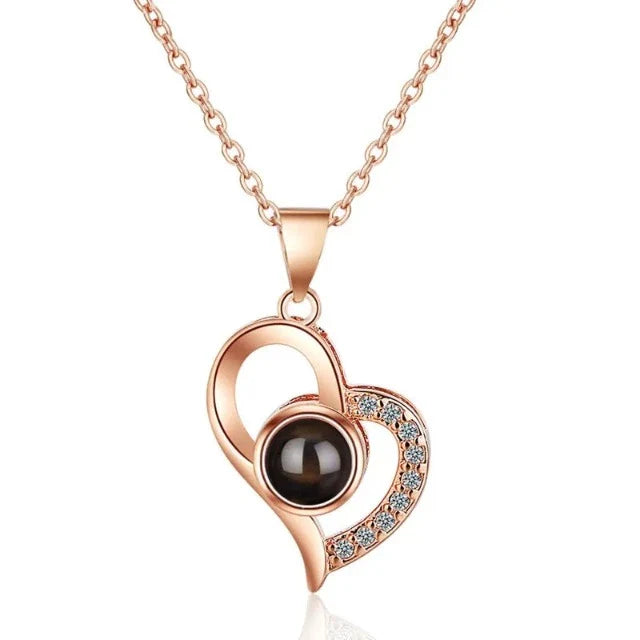 Heart Pendant Necklace "I Love You" with Gold Gift Box