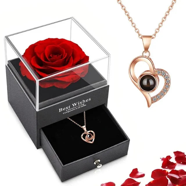 Heart Pendant Necklace "I Love You" with Gold Gift Box