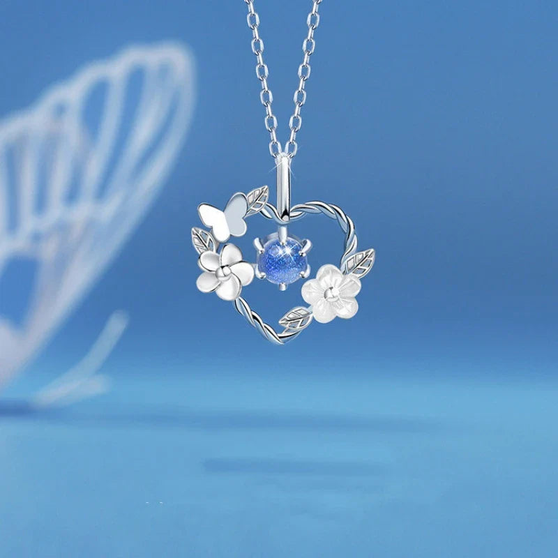 Moonstone Heart Pendant Necklace