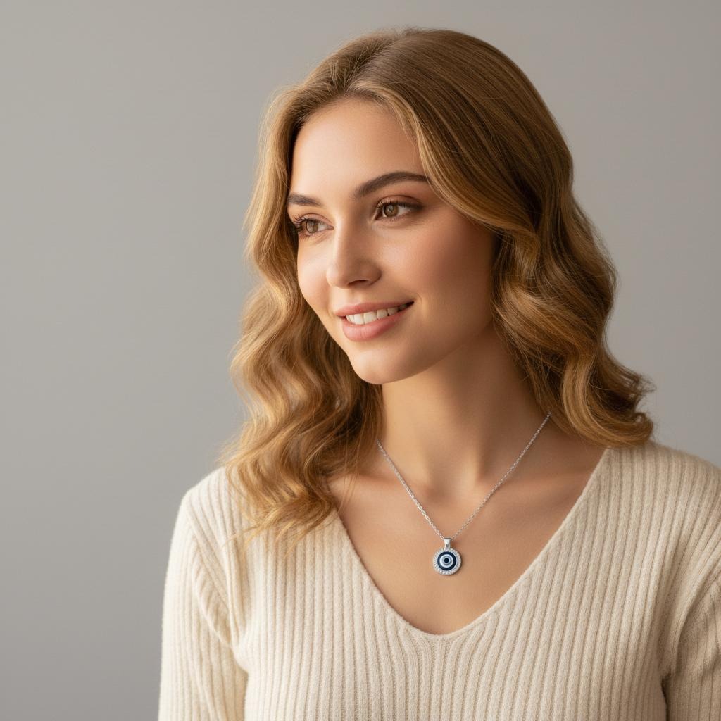 Blue Evil Eye Protection Necklace – Greek Turkish Mati Mataki