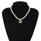 Shell Pendant Necklace with White Pearls