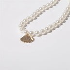 Shell Pendant Necklace with White Pearls