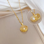 Seashell Scallop Shell and Pearl Pendant Necklace 2