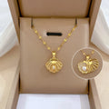 Seashell Scallop Shell and Pearl Pendant Necklace 2