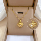 Seashell Scallop Shell and Pearl Pendant Necklace 2