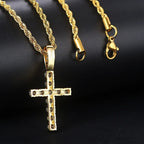 Necklace & Cross Pendant Gold Zircon