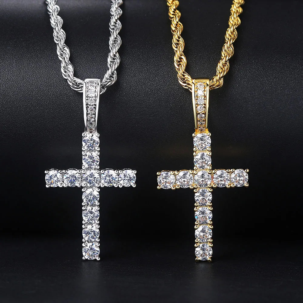 Necklace & Cross Pendant Silver Zircon