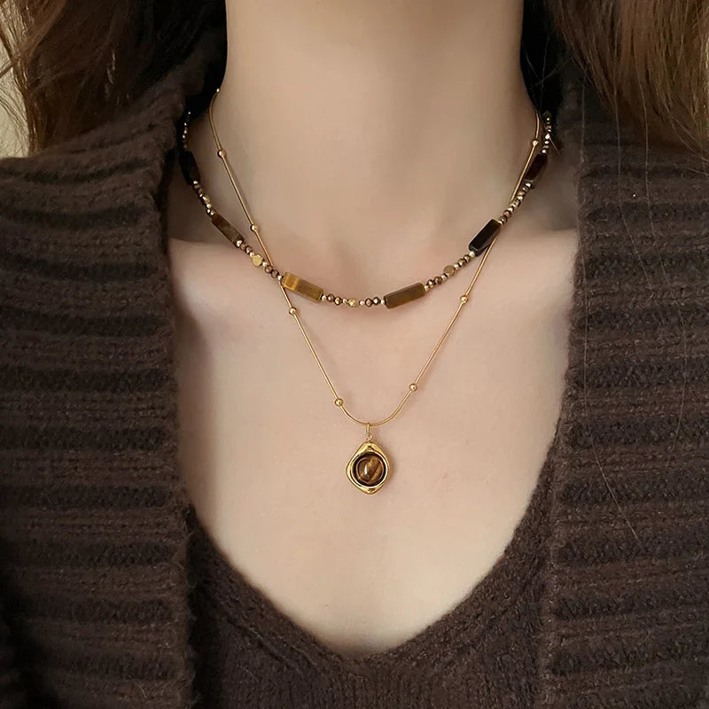 Tiger's Eye Protection Pendant Necklace B
