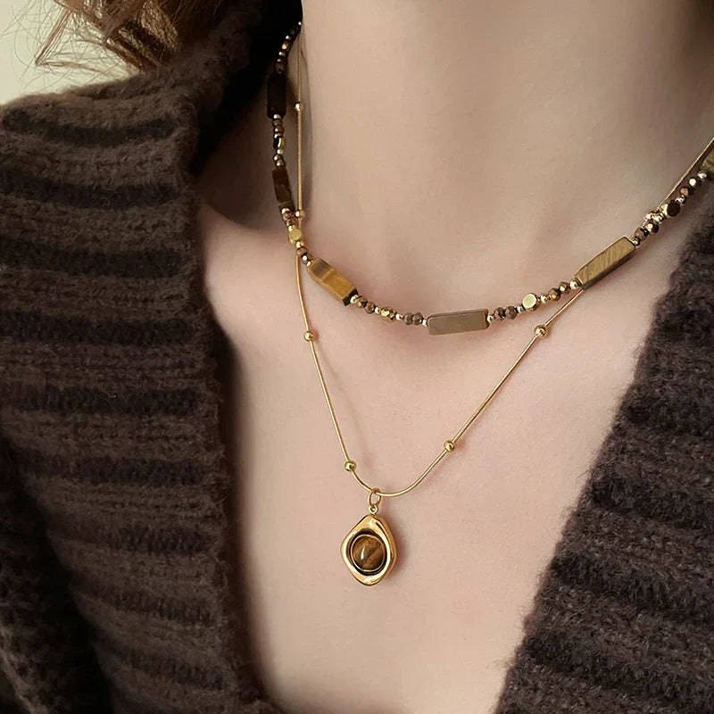 Tiger's Eye Protection Pendant Necklace A