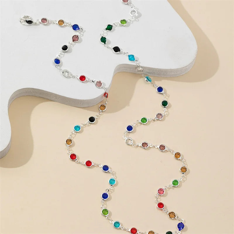 Multicolour Bohemian-Style Pendant Necklace Silver