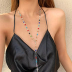 Multicolour Bohemian-Style Pendant Necklace Silver