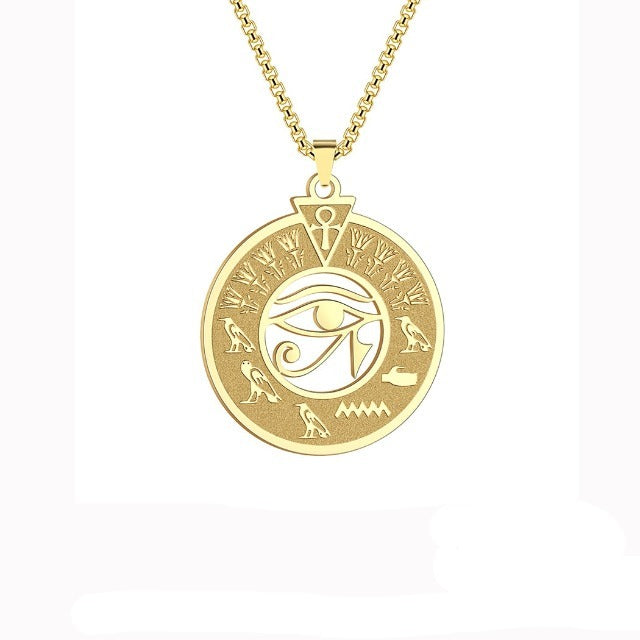 Egyptian Horus Eye Pendant Necklace for Men and Women Gold