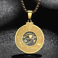 Egyptian Horus Eye Pendant Necklace for Men and Women Gold