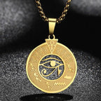 Egyptian Horus Eye Pendant Necklace for Men and Women Gold