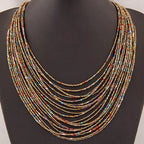 African Ethnic Multi-Strand Pendant Necklace multicolor