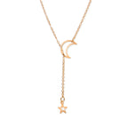 Star and Moon Pendant Necklace Gold