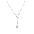 Star and Moon Pendant Necklace Silver