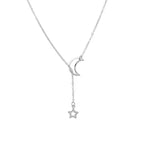 Star and Moon Pendant Necklace Silver