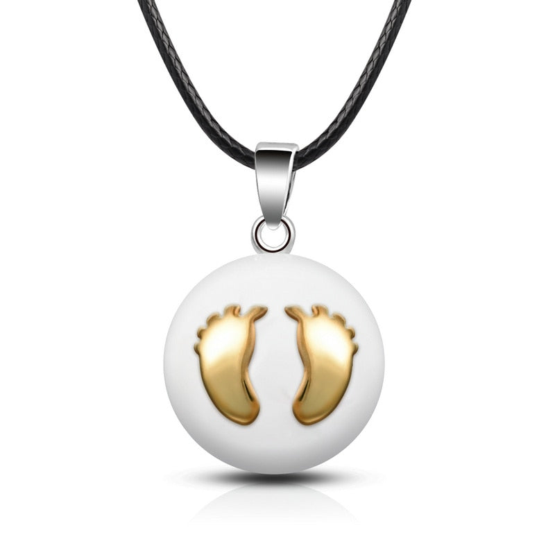 Pregnant Woman Pendant Necklace Pregnancy Bola Gold Feet