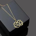 Women's Lotus Flower Pendant Necklace Gold