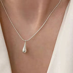 Fine Teardrop Silver Pendant Necklace