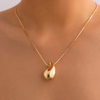 Elegant Large Water Drop Pendant Necklace gold