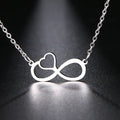 Women's Pendant Necklace Infinity and Heart Symbol Silver