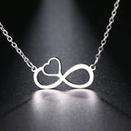 Women's Pendant Necklace Infinity and Heart Symbol Silver