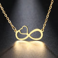 Women's Pendant Necklace Infinity and Heart Symbol Gold