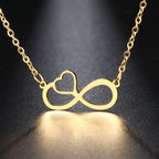 Women's Pendant Necklace Infinity and Heart Symbol Gold