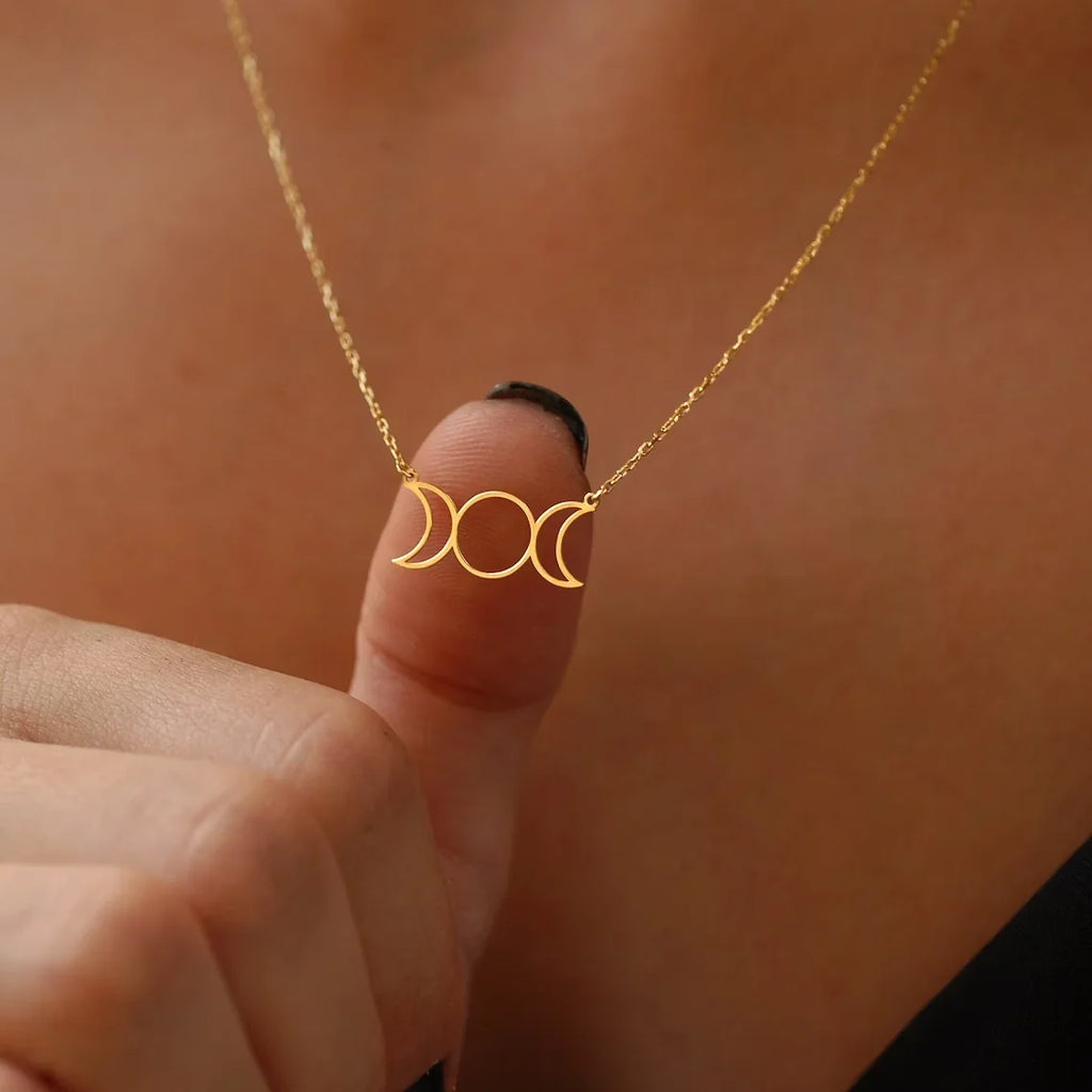 Women's Triple Moon Wiccan Witchcraft Pendant Necklace