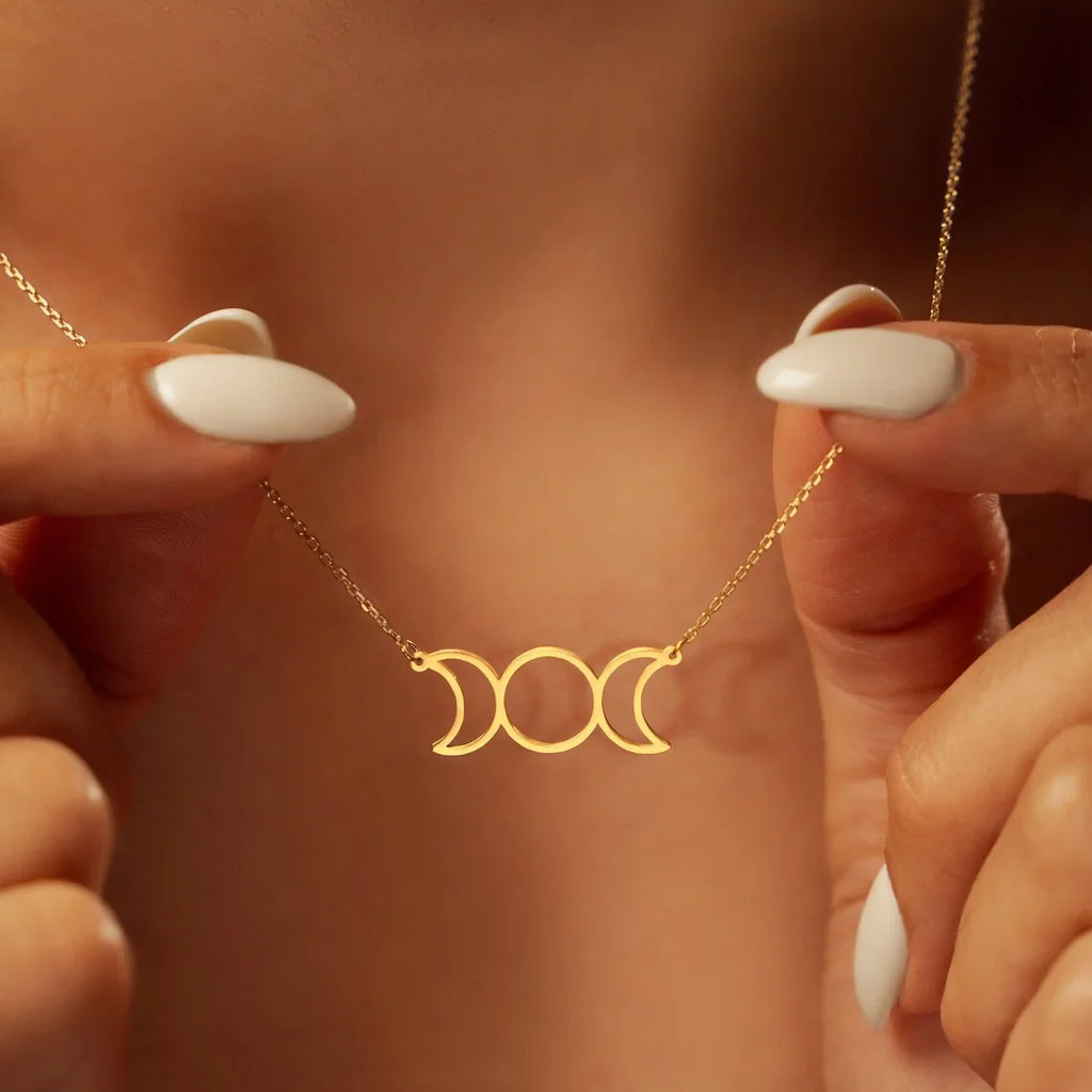 Women's Triple Moon Wiccan Witchcraft Pendant Necklace