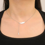 Fine Feather Pendant Necklace silver style a