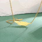 Fine Feather Pendant Necklace gold style b