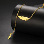 Fine Feather Pendant Necklace gold style a