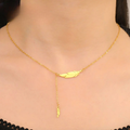 Fine Feather Pendant Necklace gold style a
