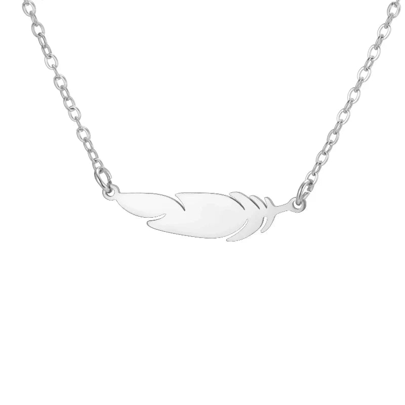 Fine Feather Pendant Necklace silver style b