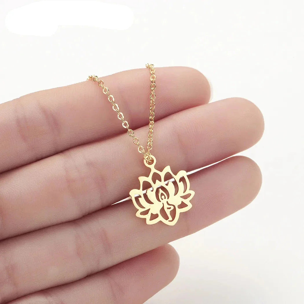 Women's Lotus Flower Pendant Necklace