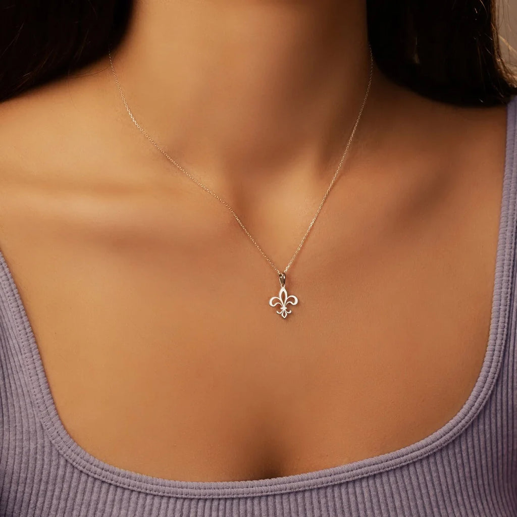Lily Flower Necklace & Pendant Silver Chain & Medallion