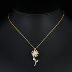 Anti-Stress Rotating Sunflower Flower Pendant Necklace Gold