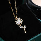 Anti-Stress Rotating Sunflower Flower Pendant Necklace Gold