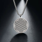 Life Flower Pendant Necklace Silver Men Women