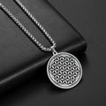 Life Flower Pendant Necklace Silver Men Women
