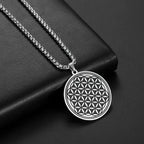 Life Flower Pendant Necklace Silver Men Women