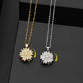 Anti-Stress Rotating Zircon Flower Pendant Necklace gold