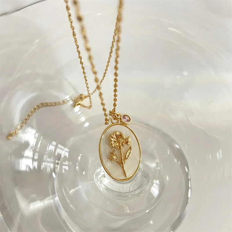 Flower Zodiac Sign Pendant Necklace