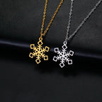 Winter Snowflake Pendant Necklace Gold
