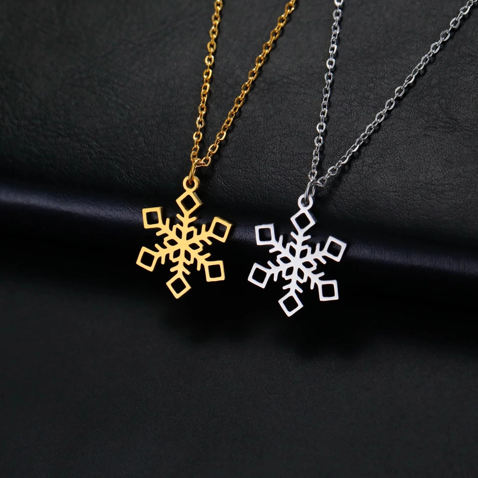 Winter Snowflake Pendant Necklace Gold